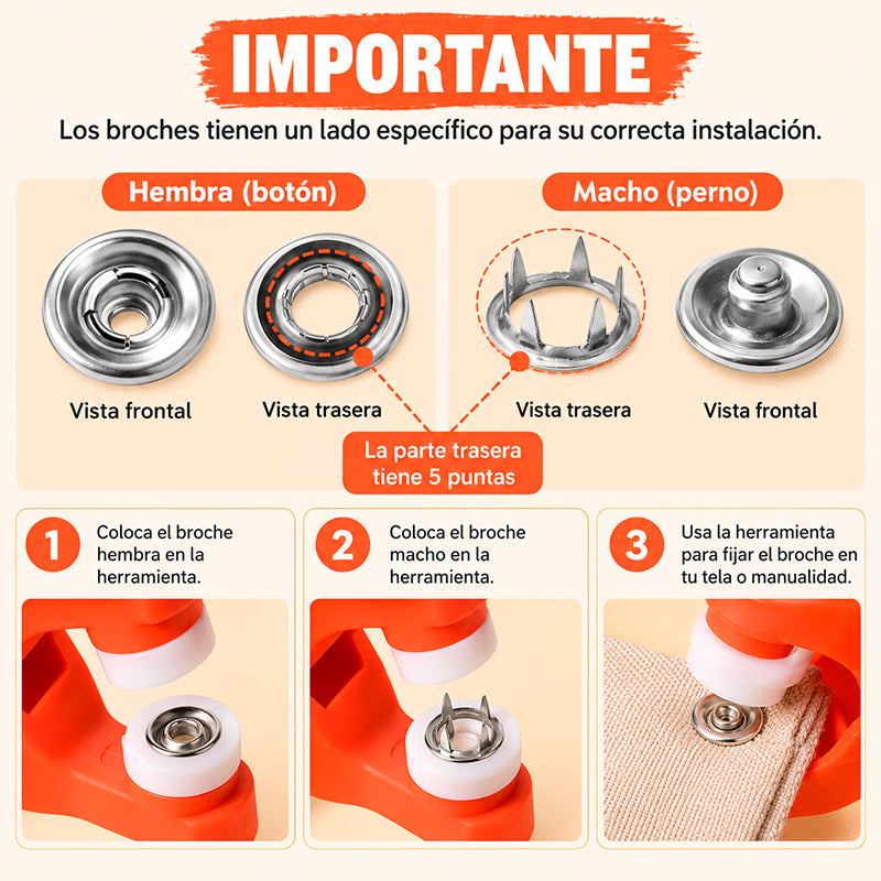 KIT DE 50 BOTONES A PRESIÓN Y HERRAMIENTA / PAGO CONTRA ENTRREGA