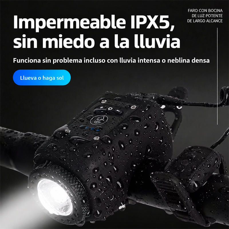 LUZ DELANTERA RECARGABLE PARA BICICLETA CON BOCINA / PAGO CONTRA ENTREGA