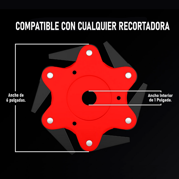 CUCHILLA GIRATORIA DE ACERO DE 6 HOJAS TIPO ESTRELLA PARA DESBROZADORA / PAGO CONTRA ENTREGA