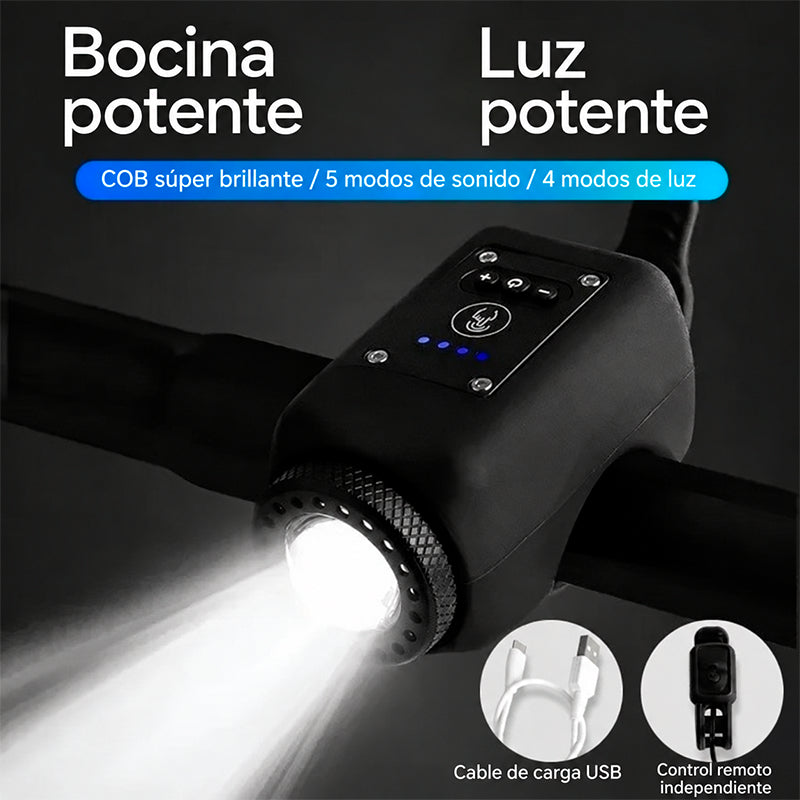 LUZ DELANTERA RECARGABLE PARA BICICLETA CON BOCINA / PAGO CONTRA ENTREGA