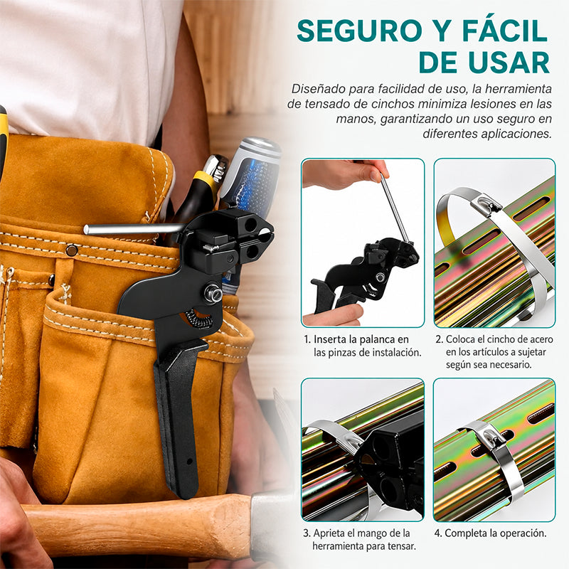 HERRAMIENTA TENSORA Y CORTADORA DE CINCHOS, CON 100 CINCHOS / PAGO CONTRA ENTREGA