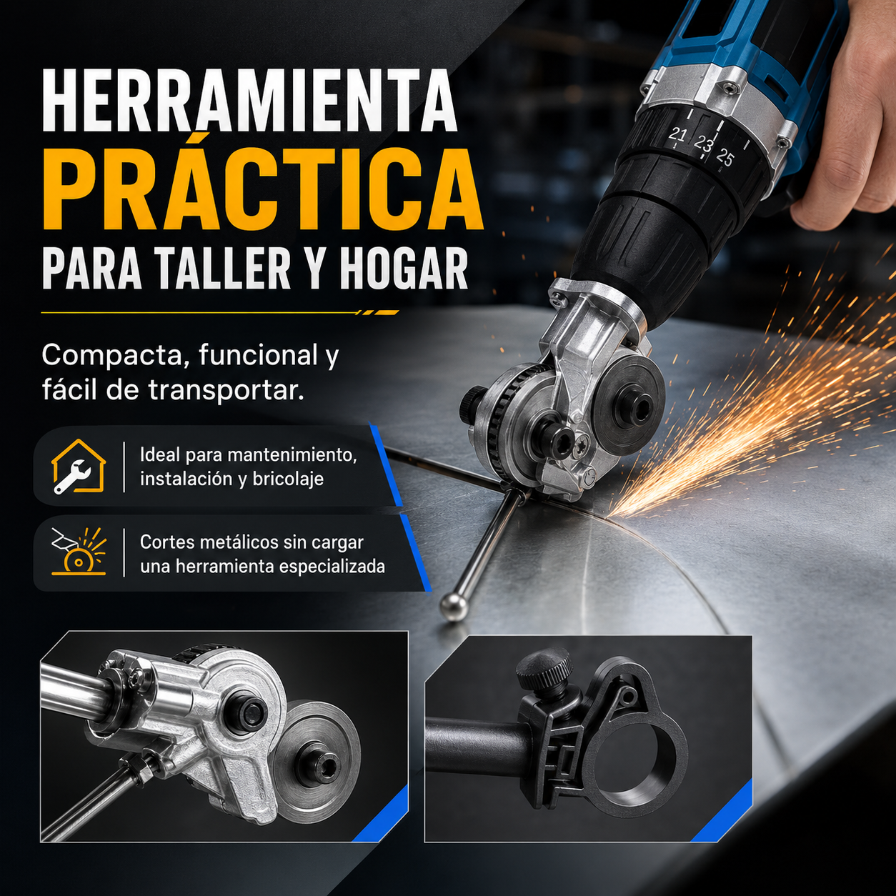 ADAPTADOR CORTADOR DE METAL PARA TALADRO / PAGO CONTRAENTREGA