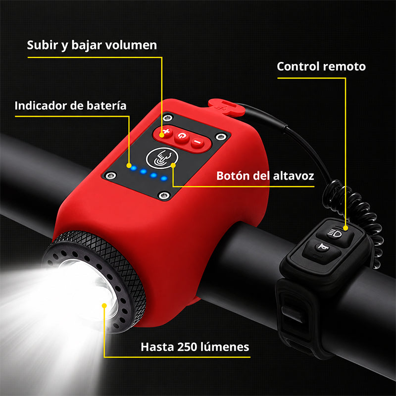 LUZ DELANTERA RECARGABLE PARA BICICLETA CON BOCINA / PAGO CONTRA ENTREGA