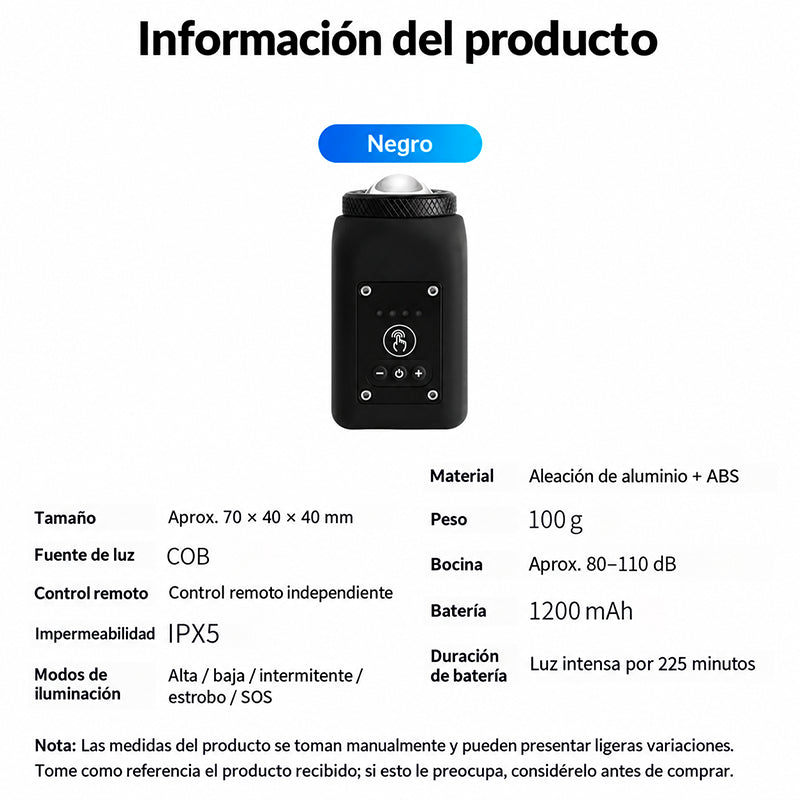 LUZ DELANTERA RECARGABLE PARA BICICLETA CON BOCINA / PAGO CONTRA ENTREGA