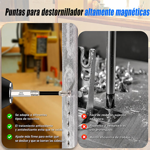 KIT DE 6 BROCAS MAGNÉTICAS CON PUNTA S2 / PAGO CONTRA ENTREGA