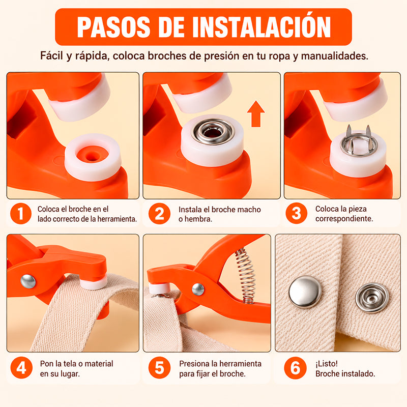 KIT DE 50 BOTONES A PRESIÓN Y HERRAMIENTA / PAGO CONTRA ENTRREGA