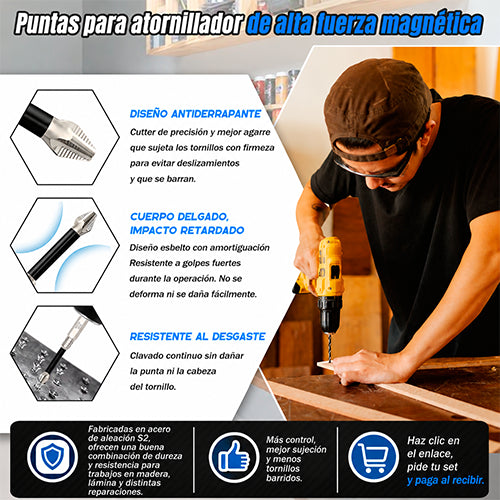 KIT DE 6 BROCAS MAGNÉTICAS CON PUNTA S2 / PAGO CONTRA ENTREGA