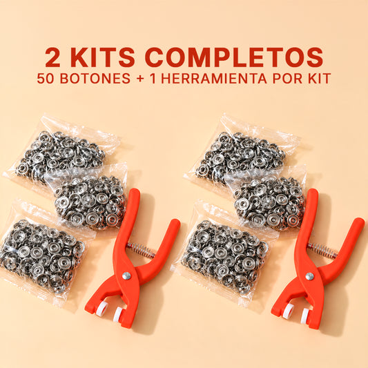 KIT DE 50 BOTONES A PRESIÓN Y HERRAMIENTA / PAGO CONTRA ENTRREGA