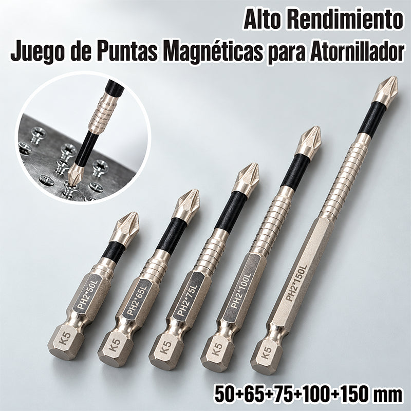 KIT DE 5 BROCAS MAGNÉTICAS CON PUNTA S2 / PAGO CONTRA ENTREGA