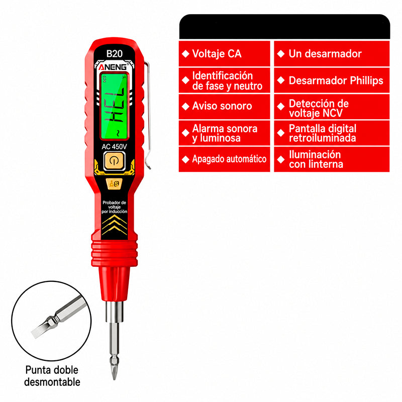PROBADOR DIGITAL DE VOLTAJE 2 EN 1 CON DESTORNILLADOR / PAGO CONTRA ENTREGA