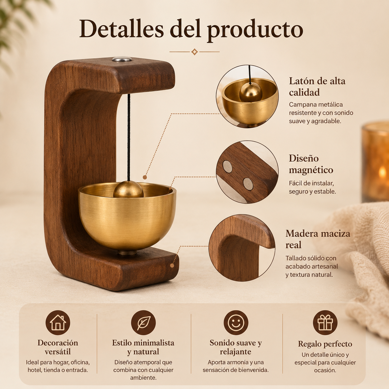 TIMBRE COLGANTE DE MADERA / PAGO CONTRA ENTREGA