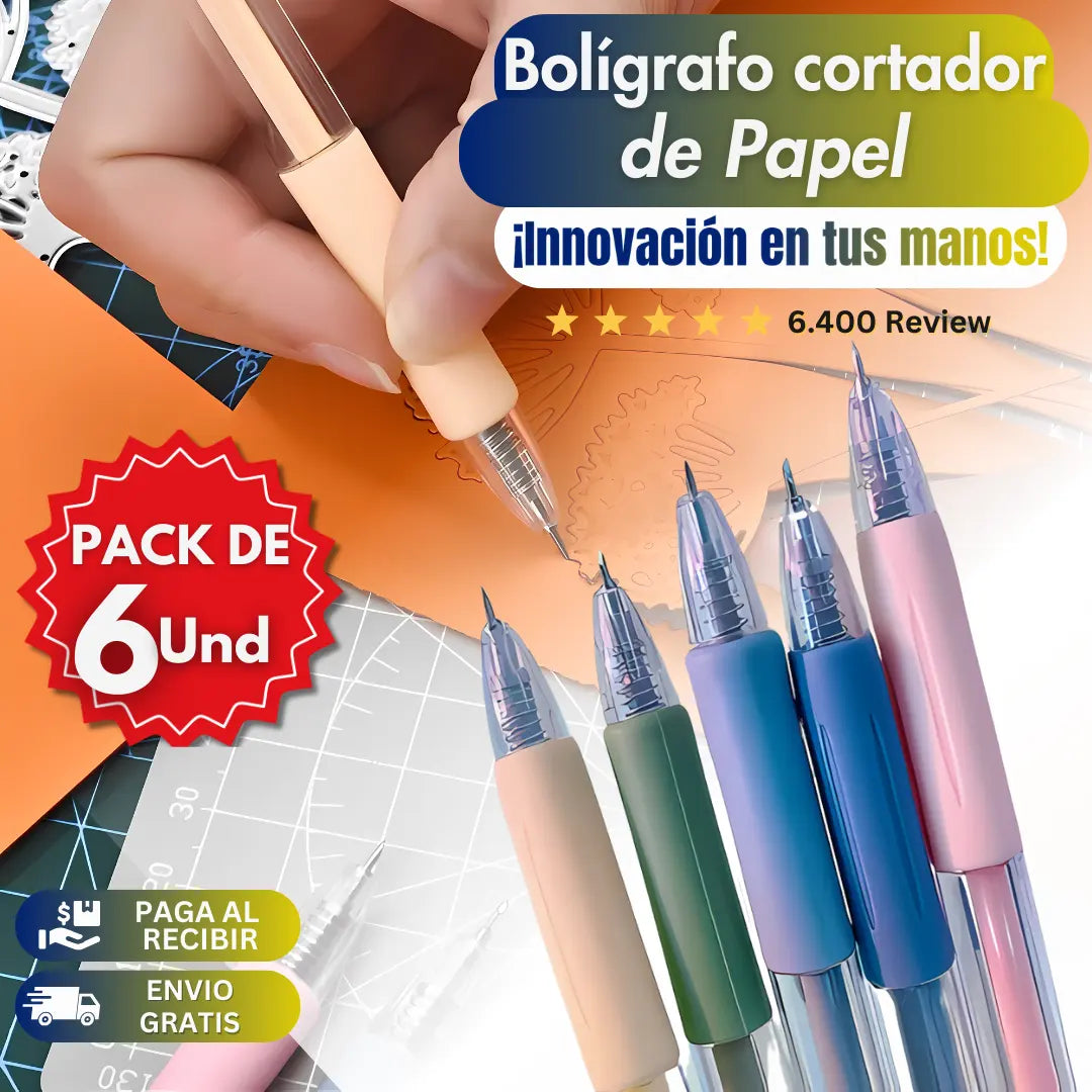 SET DE 6 BOLÍGRAFOS CORTADORES DE PAPEL / PAGO CONTRA ENTREGA