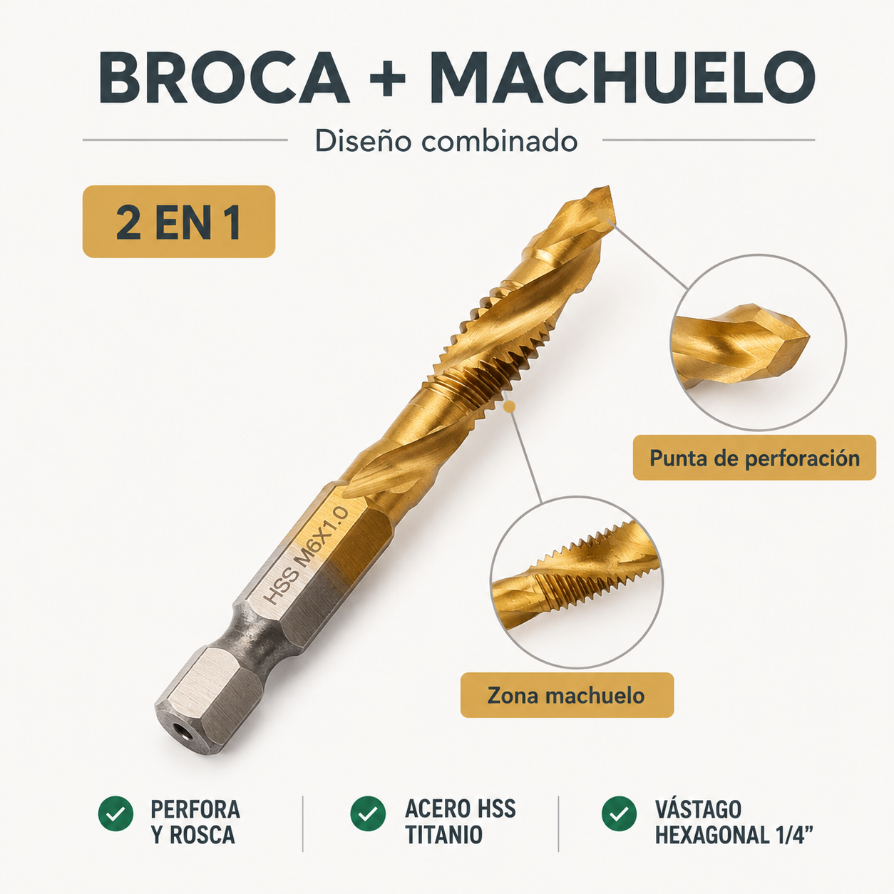SET COMBINADO BROCA MACHUELO / PAGO CONTRA ENTREGA