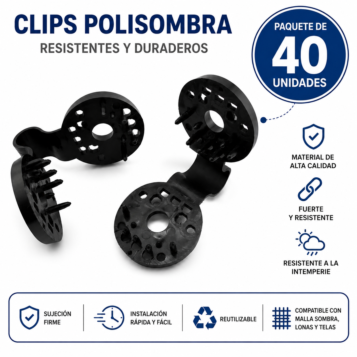 CLIPS PARA MALLA PACK X 4O UNIDADES / PAGO CONTRA ENTREGA