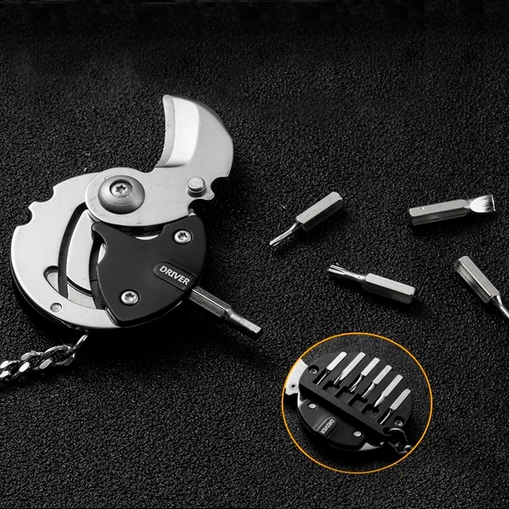 LLAVERO MONEDA CON CUCHILLA EN FORMA DE GARRA Y MINI DESTORNILLADORES / PAGO CONTRA ENTREGA