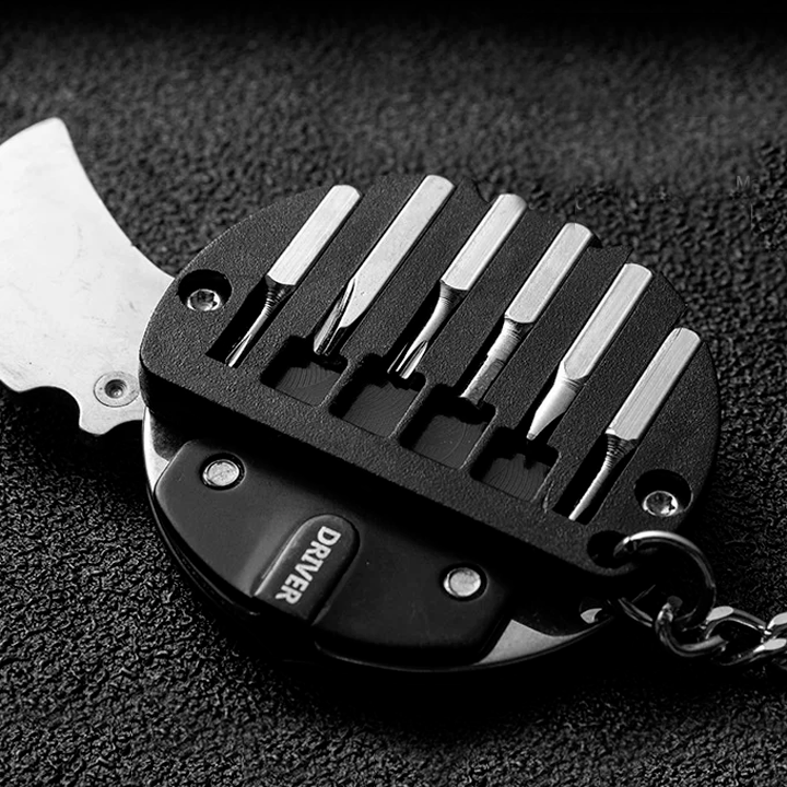 LLAVERO MONEDA CON CUCHILLA EN FORMA DE GARRA Y MINI DESTORNILLADORES / PAGO CONTRA ENTREGA