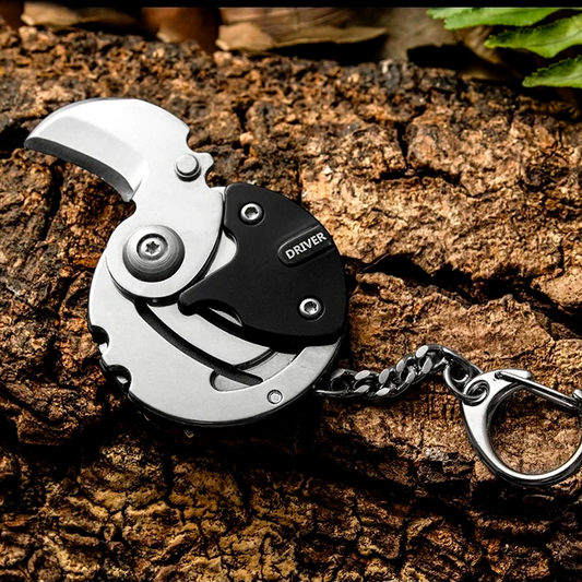 LLAVERO MONEDA CON CUCHILLA EN FORMA DE GARRA Y MINI DESTORNILLADORES / PAGO CONTRA ENTREGA