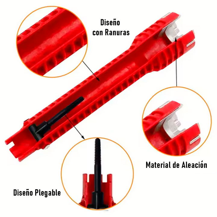 LLAVE MULTIFUNCIONAL DE TUBO 8 EN 1 PARA INSTALACIÓN DE GRIFOS Y LAVABOS / PAGO CONTRA ENTREGA