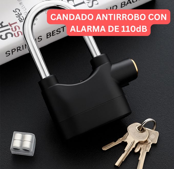 CANDADO ANTIRROBO CON ALARMA DE 110dB A PRUEBA DE AGUA / PAGO CONTRA ENTREGA